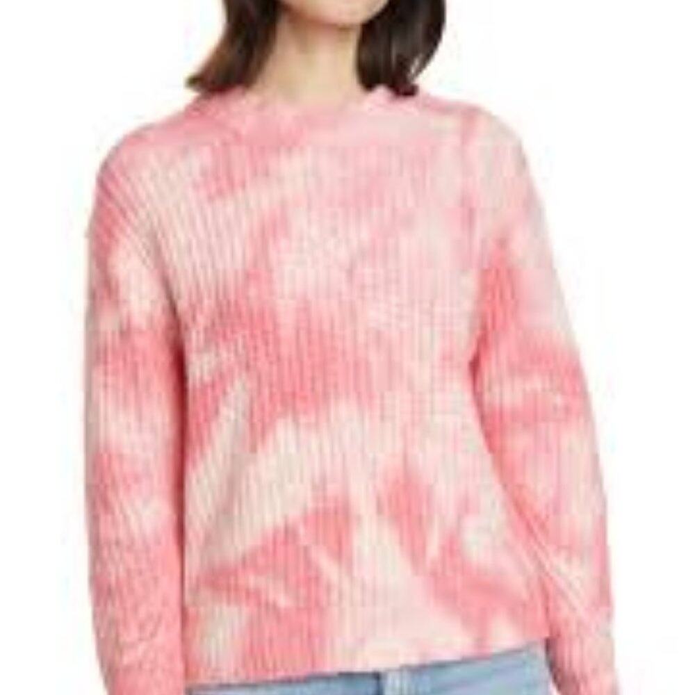 Line Mia Tye Dye Cotton Blend Mock Neck Long Sleeves Sweater Twilight Medium NEW